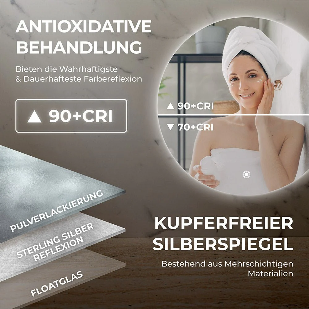 Bringer® Badspiegel mit Beleuchtung Rund - BRRS201 - Image 4