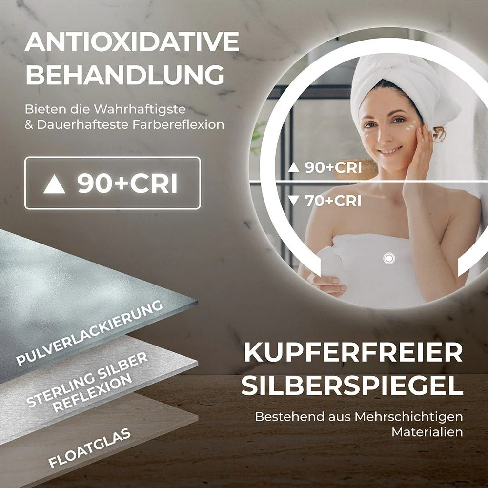 Bringer® Badspiegel mit Beleuchtung Rund - BRRS202 - Image 4