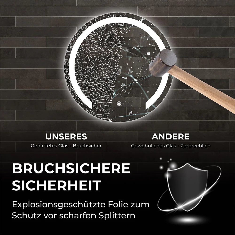 Bringer® Badspiegel mit Beleuchtung Rund - BRRS202 - Image 7