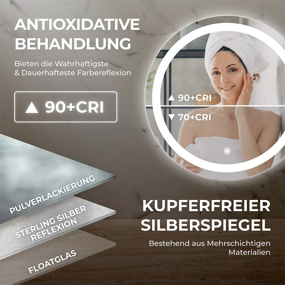 Bringer® Badspiegel mit Beleuchtung Rund - BRRS203 - Image 4