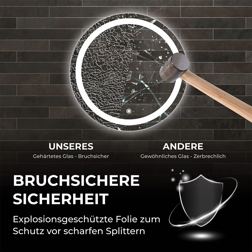 Bringer® Badspiegel mit Beleuchtung Rund - BRRS203 - Image 7