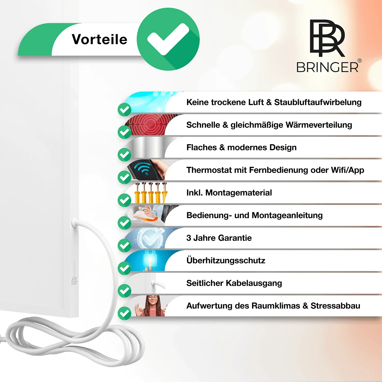 Bringer® Bild Infrarotheizung mit Rahmen - Malediven, mit Strand - Image 3
