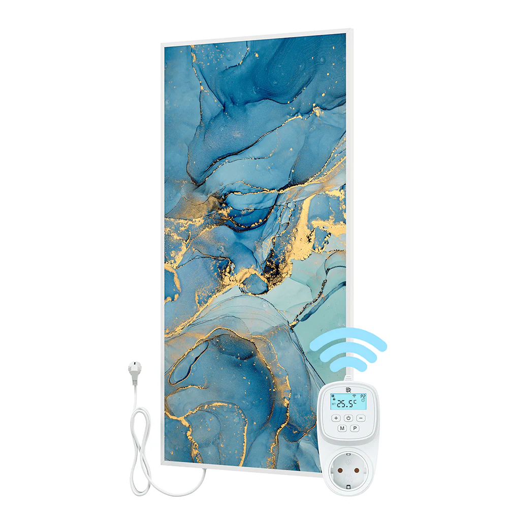 Bringer® Bild Infrarotheizung mit Rahmen - Fluid Art Marmor Optik, blau - Image 12