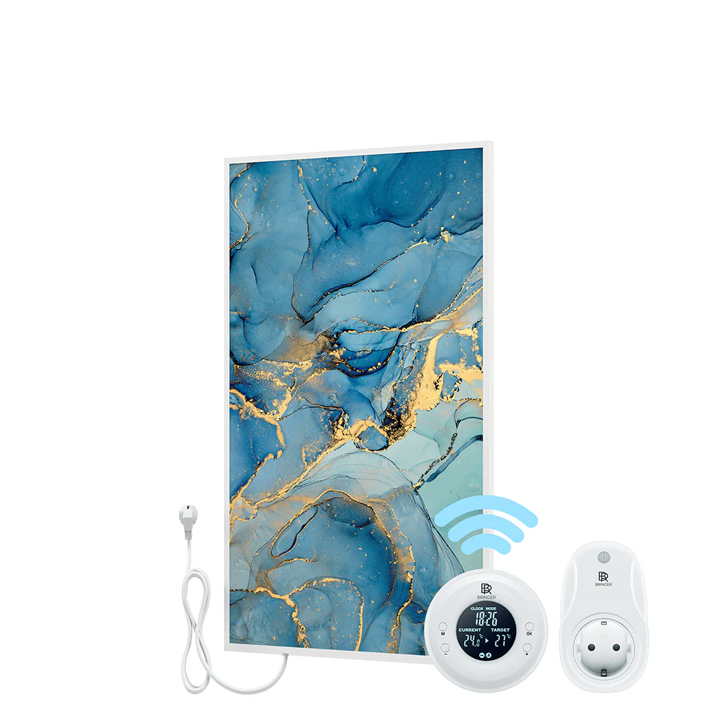 Bringer® Bild Infrarotheizung mit Rahmen - Fluid Art Marmor Optik, blau - Image 14