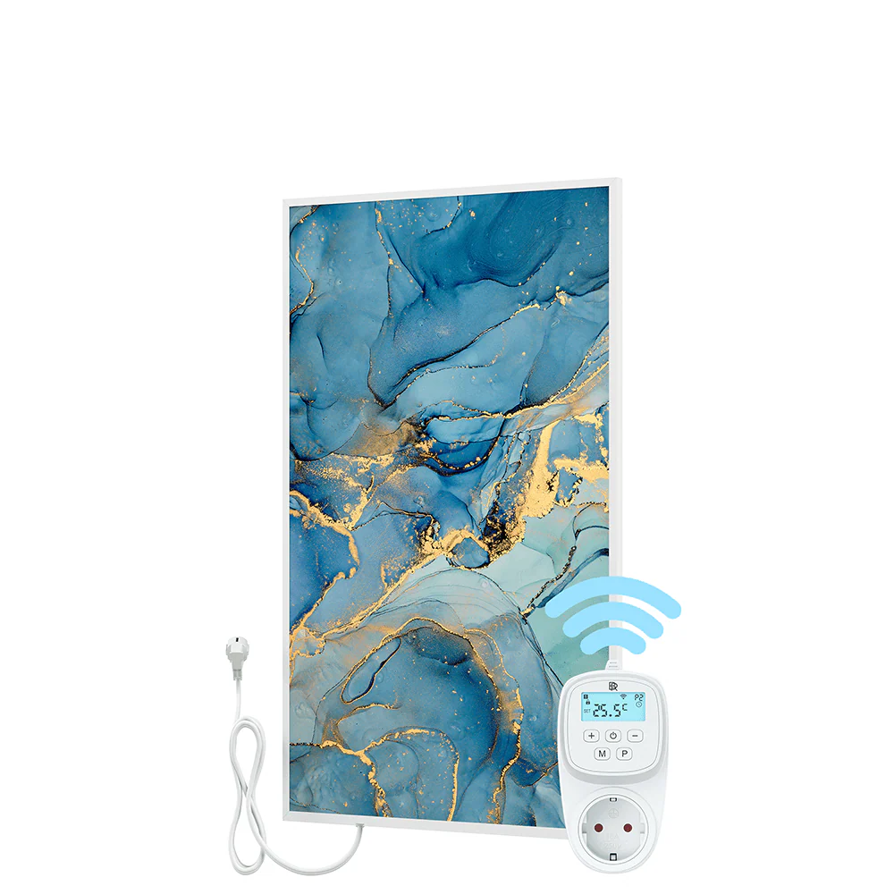 Bringer® Bild Infrarotheizung mit Rahmen - Fluid Art Marmor Optik, blau - Image 15