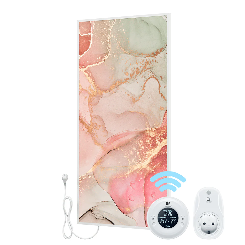 Bringer® Bild Infrarotheizung mit Rahmen - Fluid Art Marmor Optik, rosa - Image 8