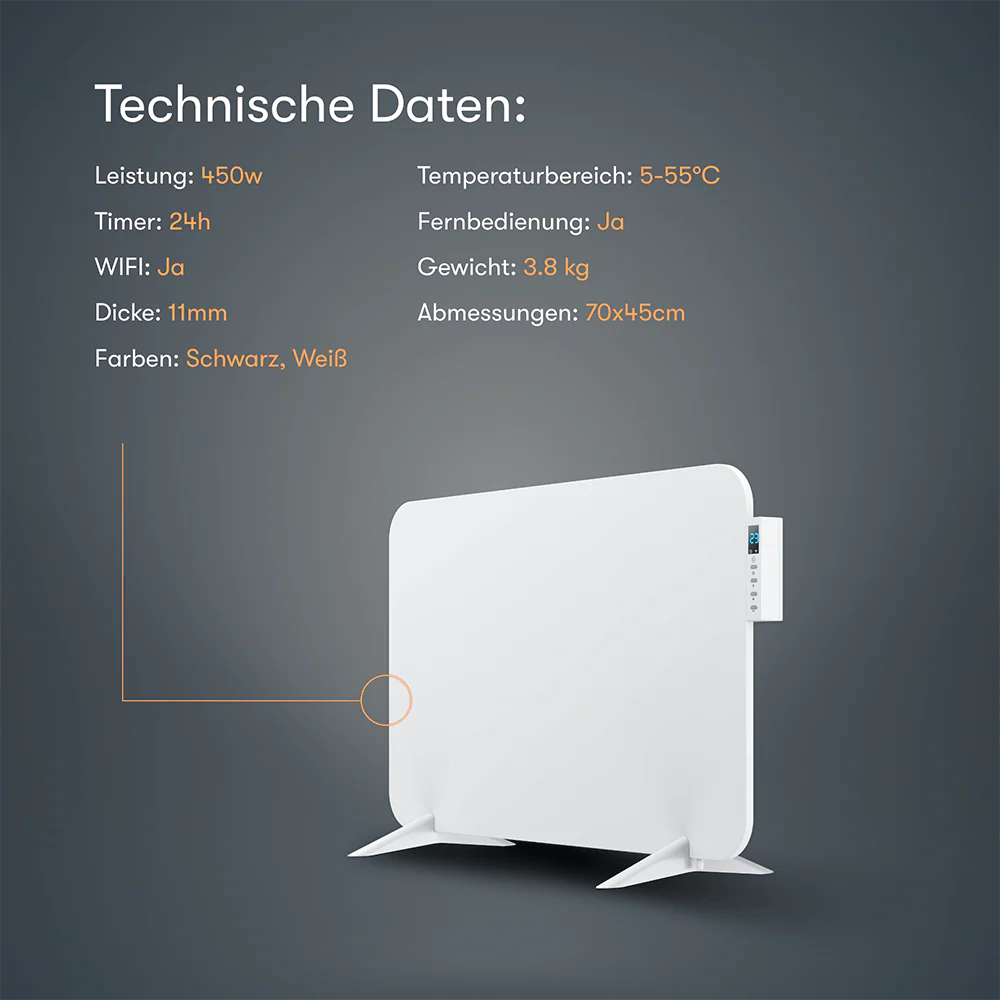 Metall Infrarotheizung 450W mit Smart Thermostat B-Ware - Image 10